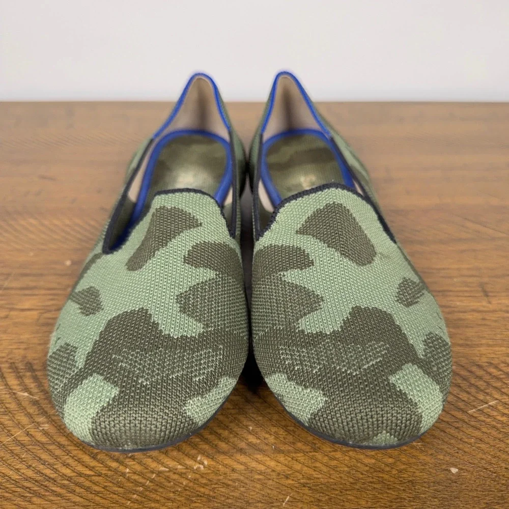 Rothy's Loafers Women 9 Green Camo Knit Slip On Flats Casual Comfort Camoflauge